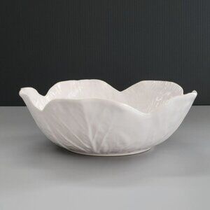 Bordallo Cabbage Beige Coupe Soup Cereal Bowl, Embossed Cabbage Leaves, Portugal